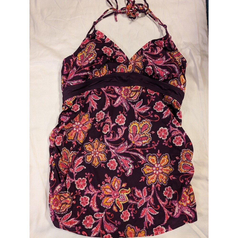 Motherhood Maternity Tankini Swim Suit Medium Floral Padded Tankini Top Paisley